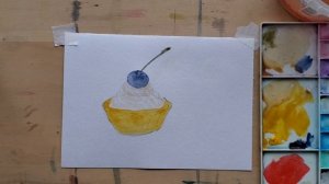 пирожное корзиночка акварелью #пирожное #учимсярисовать