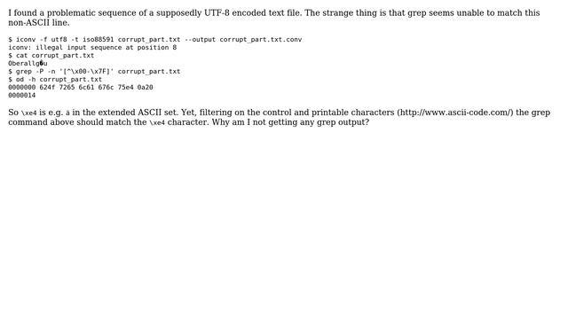 Grep is not matching non-ascii characters смотреть онлайн