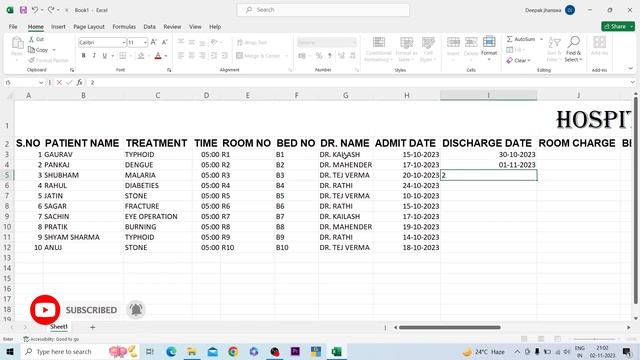 How To Create Hospital Sheet | Excel Work in Hospital | Data Entry | MS Excel By Deepak Jhanswa смотреть онлайн