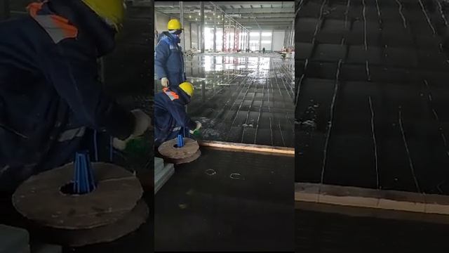 Добавляем 2-й слой кабеля для прогрева. Бетонные полы. Топпинговые полы Европол