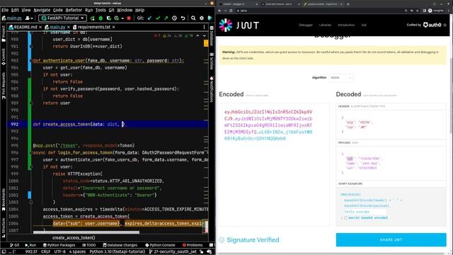 Fast API Tutorial, Part 27: Security with JWT смотреть онлайн