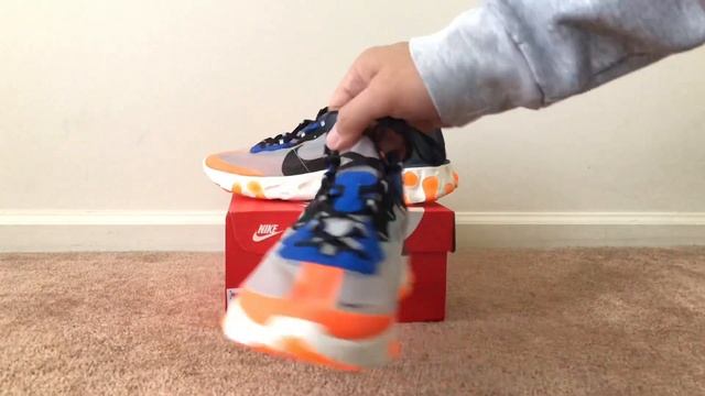 Nike React Element 87 Thunder Blue/Total Orange Unboxing @Sneakerpolitics смотреть онлайн