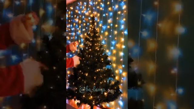 Как на елку повесить гирлянду шторку? смотреть онлайн