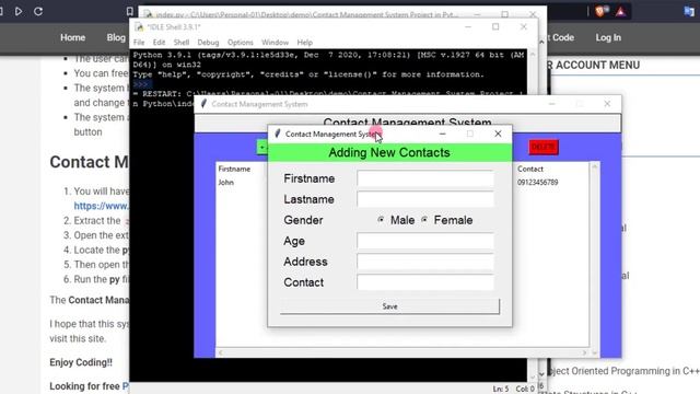 Contact Management System Project in Python DEMO смотреть онлайн