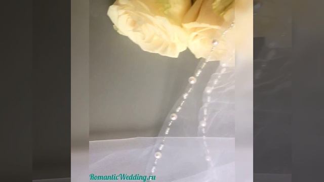 Свадебная фата с цветочным орнаментом из бисера и жемчуга смотреть онлайн