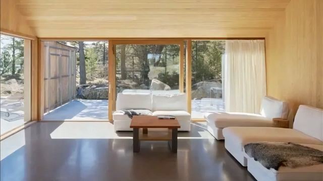 Contemporary Scandinavian Wooden House with Tent-Like Room Over a Natural Interior Space смотреть онлайн