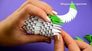 Семья лебедей (Лебеди из бумаги). Модульное оригами. Пошаговая сборка, мастер класс.