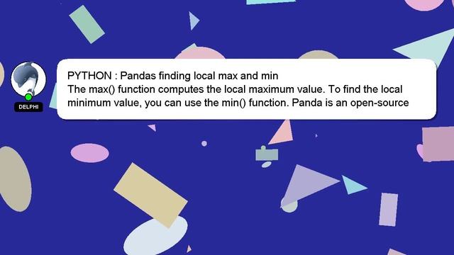 PYTHON : Pandas finding local max and min смотреть онлайн