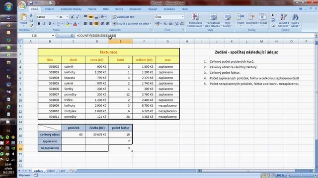 Excel 12 - COUNTIF, SUMIF, SUMA, ŘÁDKY смотреть онлайн