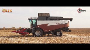Кукурузная жатка Akturk Makina с зерноуборочным комбайном Ростсельмаш Акрос 580