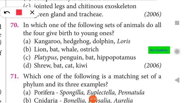 NEET AIIMS EXAMINATION QUESTIONS BIOLOGY ANIMAL KINGDOM PART 4 смотреть онлайн