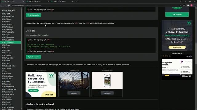 (SCRAPPED) Master HTML with W3Schools: HTML Comments смотреть онлайн