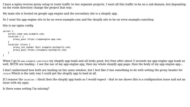 Nginx reverse proxy is loading the content from two location blocks in the same request смотреть онлайн
