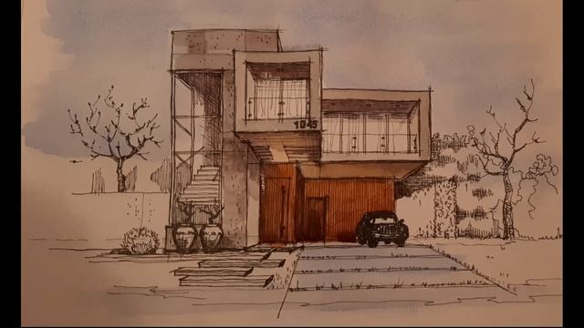 Как нарисовать жилой дом (продолжение). Акварель. смотреть онлайн