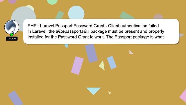 PHP : Laravel Passport Password Grant - Client authentication failed смотреть онлайн