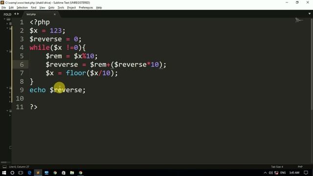 How To Find Reverse number & reverse string On PHP Program Without Function | practical program смотреть онлайн