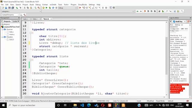 Examen 2021 Structures De Données En C, Listes Simplement Chaînées