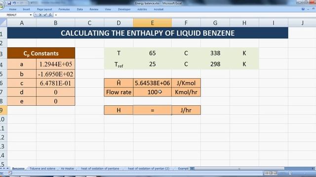Excel for Chemical Engineers I 18 I Energy balance (2/5) [Calculating Enthalpy of ideal mixtures] смотреть онлайн