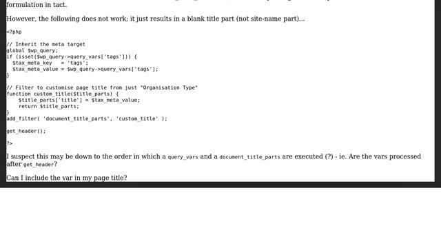 Wordpress: How to include a query_vars value in document_title_parts? смотреть онлайн