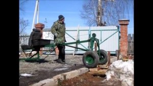 испытания  прицепа для мотоблока  ( лесовоз )