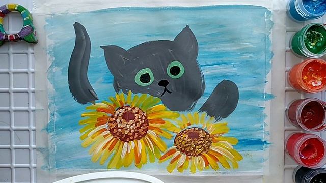 КАК Нарисовать КОТИКА?Рисуем котика на полянке смотреть онлайн