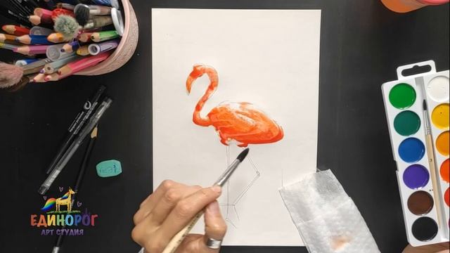 Учимся рисовать Фламинго. Простое рисование - как нарисовать розового фламинго. смотреть онлайн
