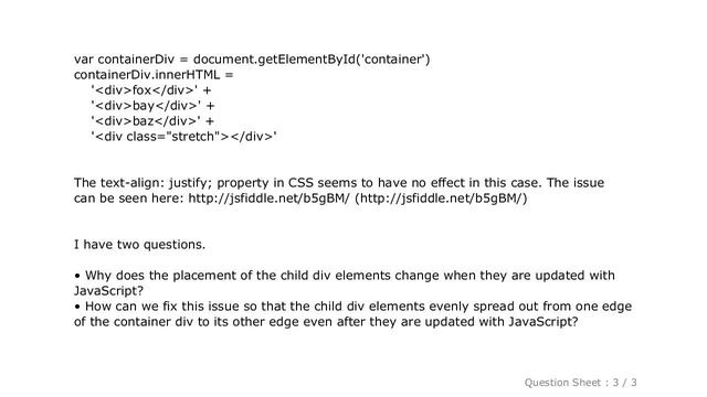 HTML : Justify JavaScript updated child div elements inside a parent div element смотреть онлайн