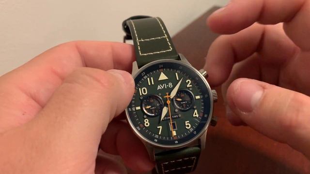 AVI-8 Carey Dualtime GMT Green Dial Watch Review смотреть онлайн