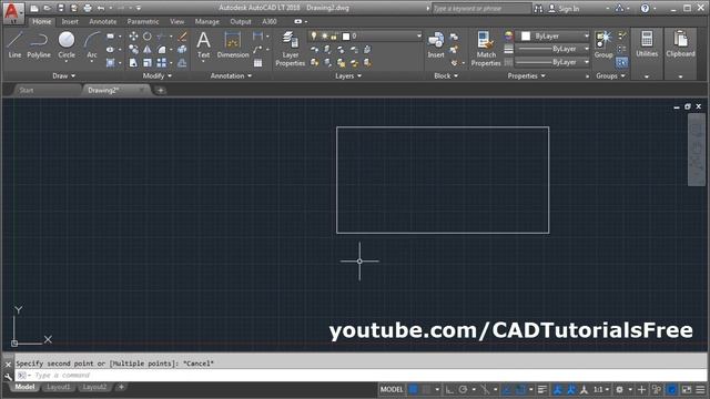 AutoCAD Draw Rectangle with Dimensions смотреть онлайн