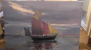 Корабль Парусник  в море, импрессионизм Мастер класс Художник Игорь Сахаров