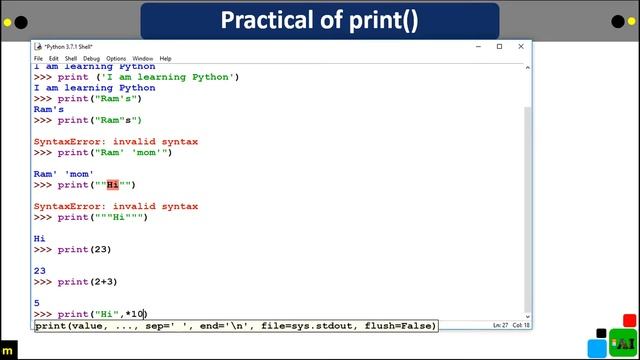 print function: explain in detail | Python 3 Online Course (A to Z) in Hindi #16 смотреть онлайн