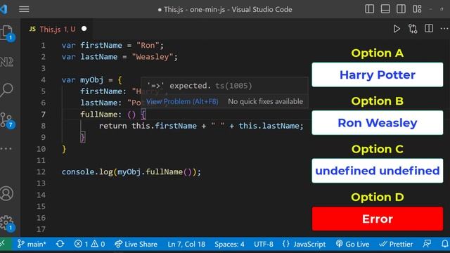 This | Javascript | One Minute Javascript | 1 Min JS | Quick JS смотреть онлайн