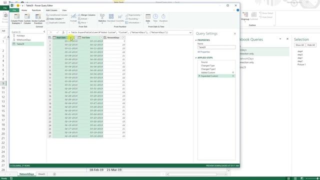 PowerQuery: Calculate Network Days, excluding holidays too. смотреть онлайн