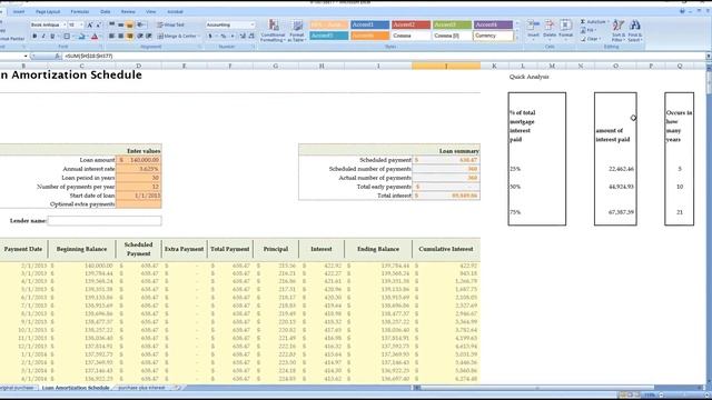 Basic 30 Year Mortgage Early Payoff Analysis - [Microsoft Excel Amortization Template] Included - смотреть онлайн