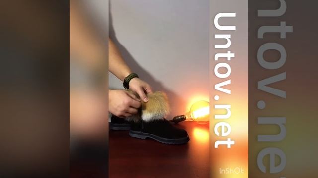 Унты короткие замшевые, натуральная лиса, подошва - лепесток. смотреть онлайн