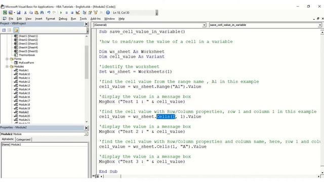 VBA Save cell value in a variable смотреть онлайн