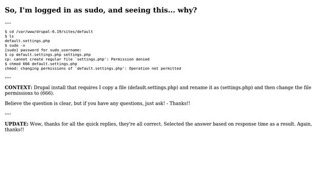 SUDO permissions, file copy/chmod question? (3 Solutions!!) смотреть онлайн