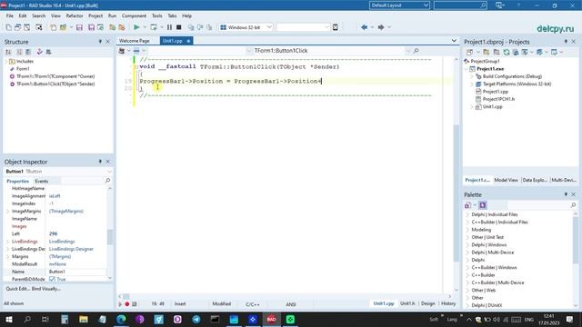 ProgressBar In C++. Embarcadero.