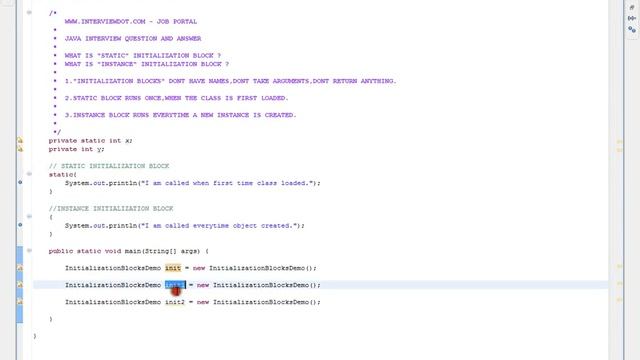 What is instance initialization block in Java Example смотреть онлайн