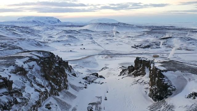 Winterview of Lake Mývatn area
