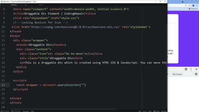 Draggable Div Element in HTML CSS & JavaScript смотреть онлайн