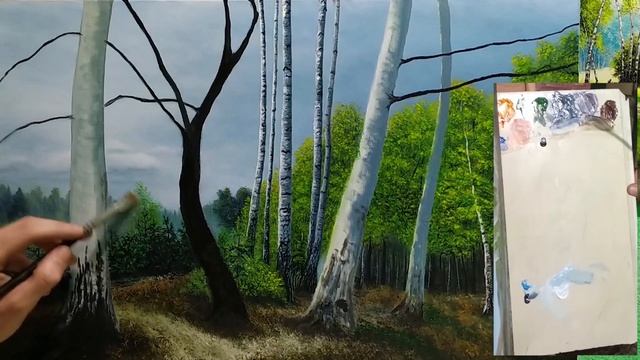 Туманный лес после грозы маслом часть 2 как рисовать березы туман art смотреть онлайн
