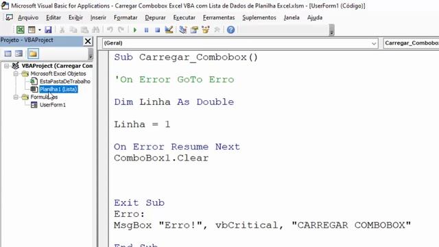 Carregar COMBOBOX Excel VBA com LISTA de DADOS da Planilha смотреть онлайн