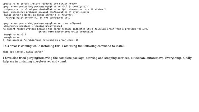 Ubuntu: Error while installing mysql-server in ubuntu 16.04 смотреть онлайн