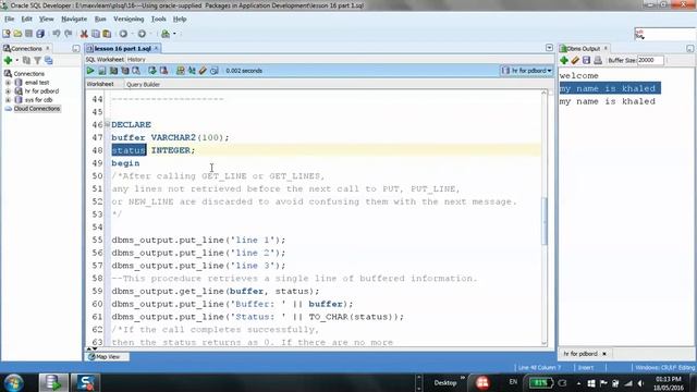 61/125 Oracle PLSQL: Supplied Packages / DBMS_OUTPUT смотреть онлайн
