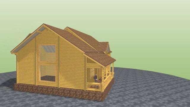 3D проект дома из оцилиндрованного бревна смотреть онлайн