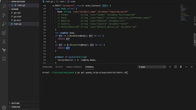 RESTful API in Golang using Echo - Validator смотреть онлайн