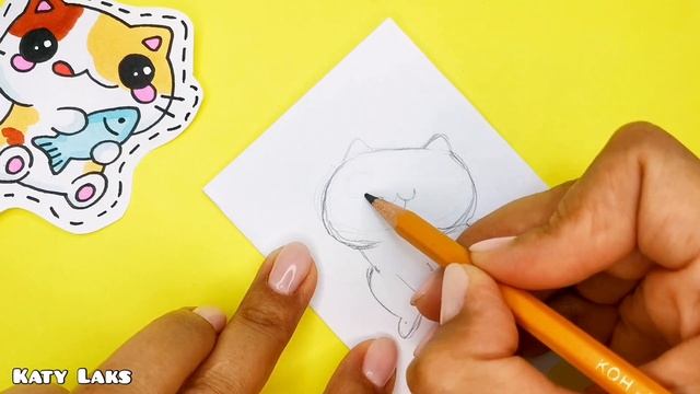 Милые наклейки/как нарисовать кота легко и просто смотреть онлайн