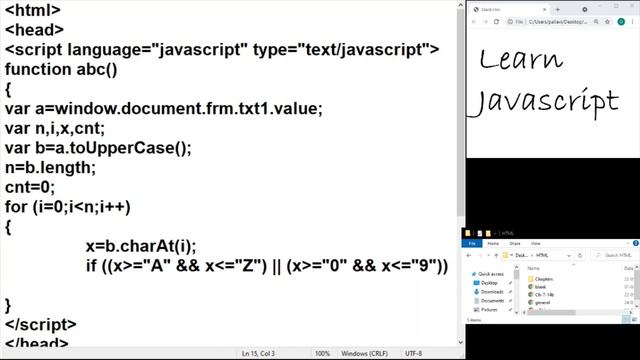 Learn Javascript: Working with String Object - Alphabets/Digits : for Loop смотреть онлайн