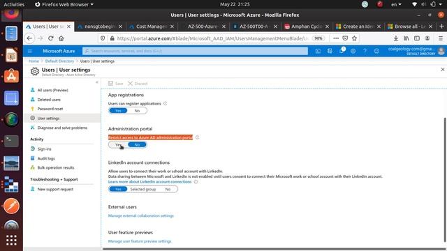 AZ500 Restrict access to the Azure AD administration portal смотреть онлайн